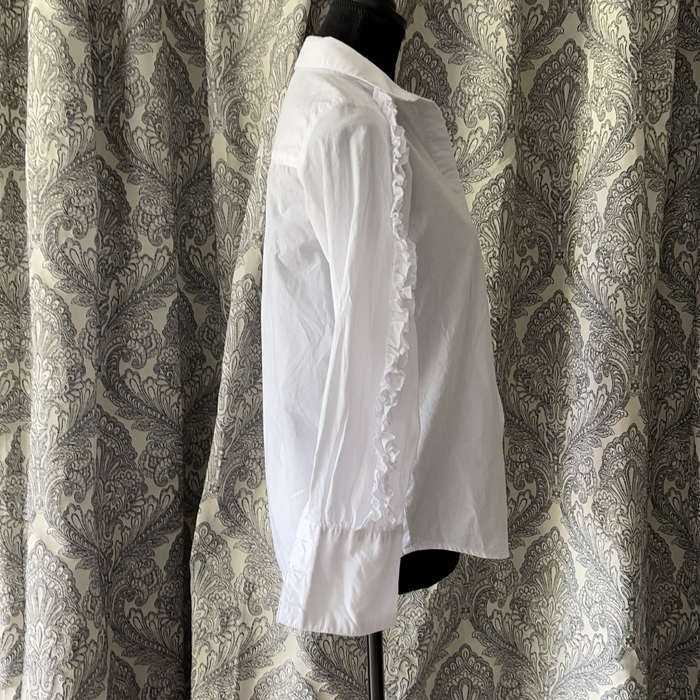 Ruffled Sleeve White Button Down - image 4
